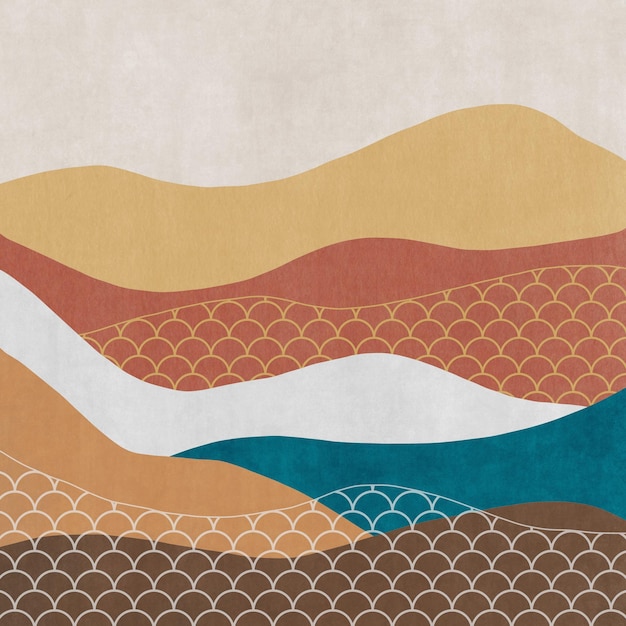 Geometric wave background pattern, abstract mountain, simple style hanging picture