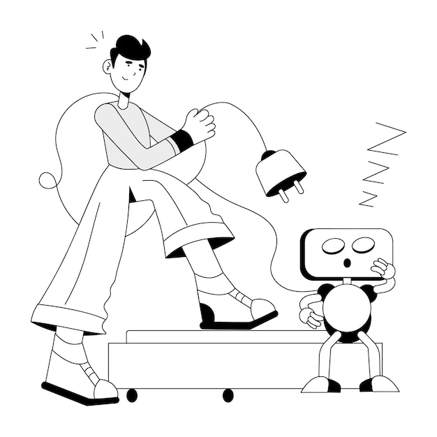 Get this sketchy illustration of an artificial person