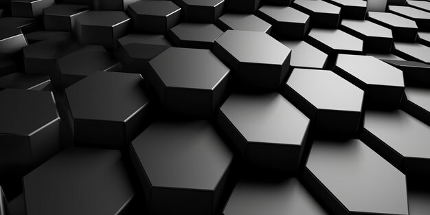 Gexagonal cube black digital background Generative Ai