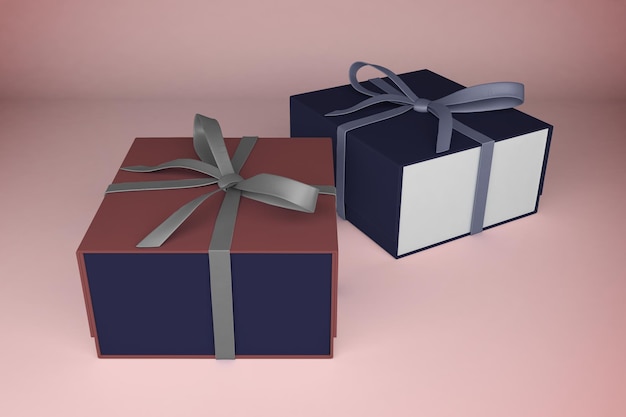 Gift Boxes Front Side Isolated In Pink Background