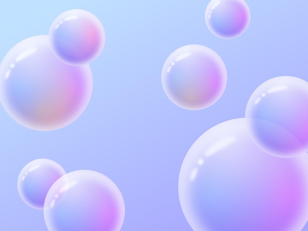 Glassy blue purple light neumorphism design abstract bubble illustrations gradient blur background