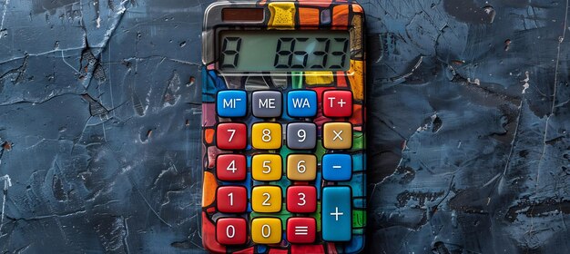 Glitchart style scientific calculator fragmented display symbol representing different learning