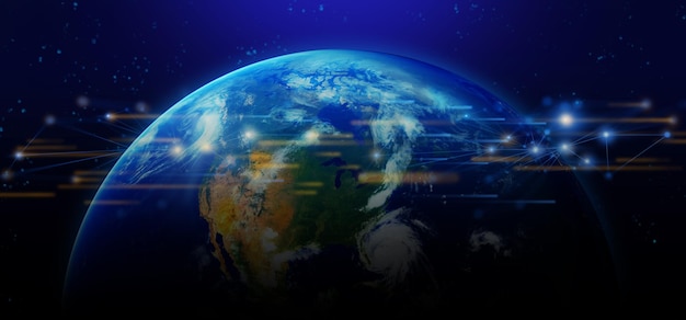 global earth network metaverse internet social online technology globe of networking big data ai