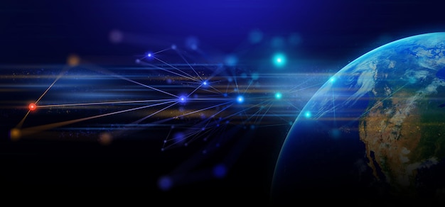 global earth network metaverse internet social online technology globe of networking big data ai