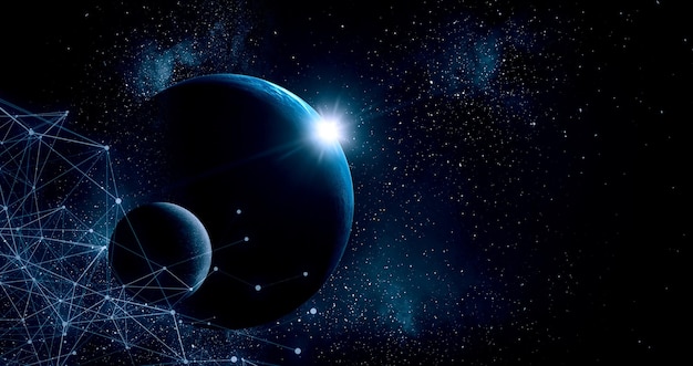 Global technologies concept. Elements of the image furnished by NASA. Mixed media