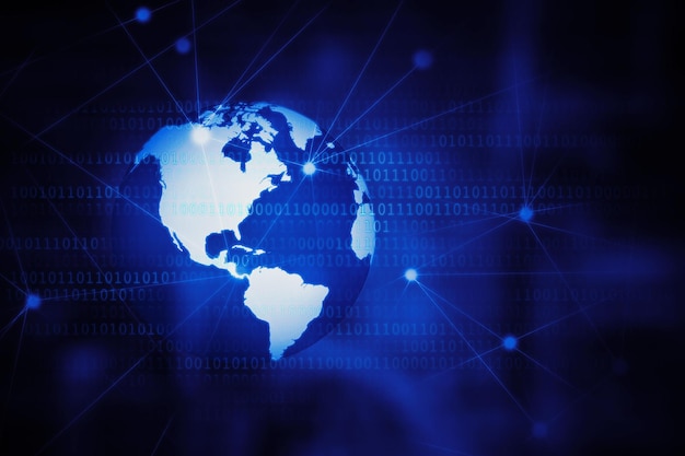 Globe with network connection line in cyberspace