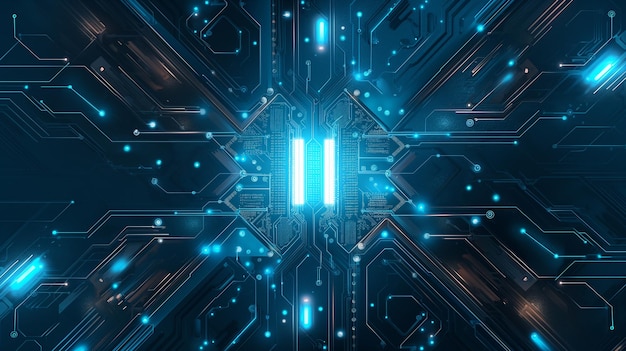 Glødende Neon AI Chip på teknologi baggrund