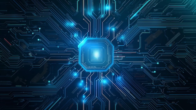 Glødende Neon AI Chip på teknologi baggrund