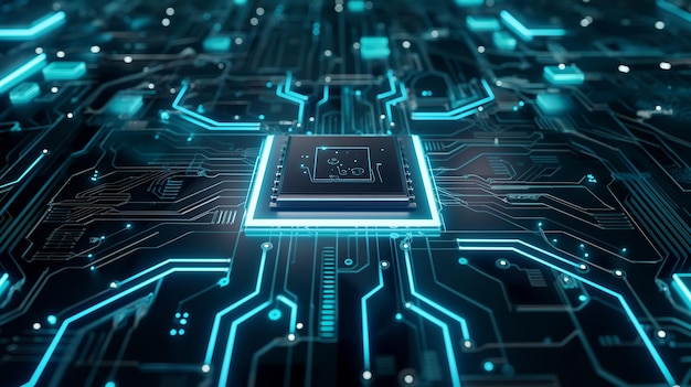 Glødende Neon AI Chip på teknologi baggrund