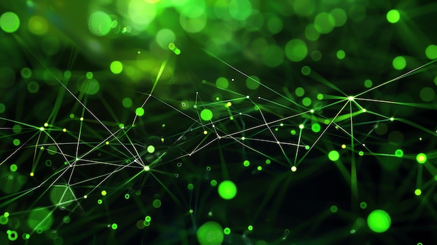 glowing green neural network abstract futuristic background artificial intelligence 3d rendering