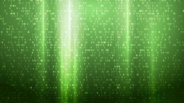 Glowing green technology binary code abstract background