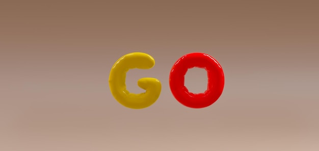 go text balloons letters on beige color background 3d work