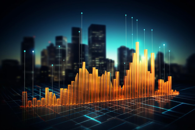 Gold bar resting on a stocks and shares graph representing investment