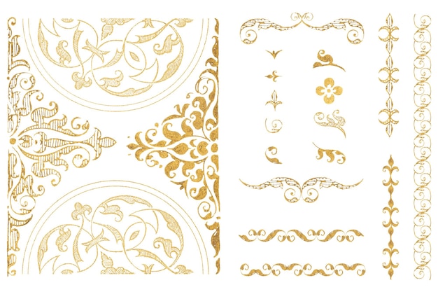 gold vintage divider png element set remix from the model book of calligraphy joris hoefnagel and georg bocskay