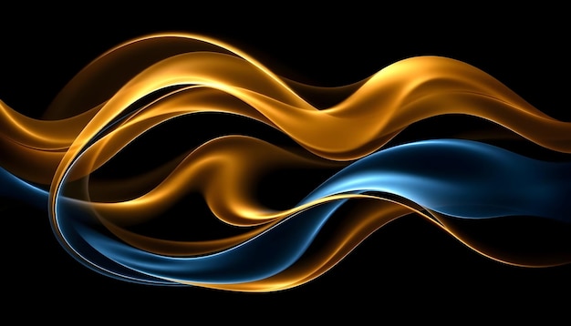 golden blue abstract waves