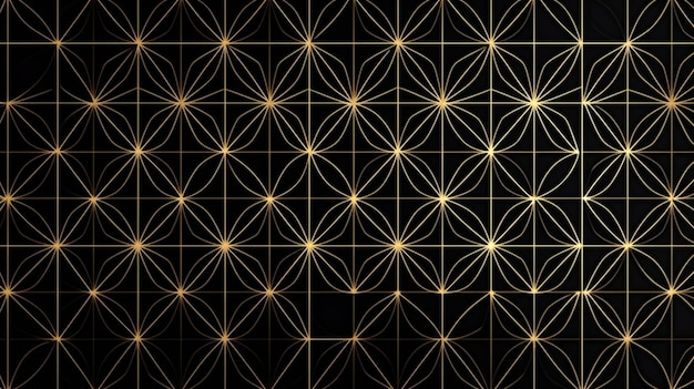 Golden geometric pattern on a black background