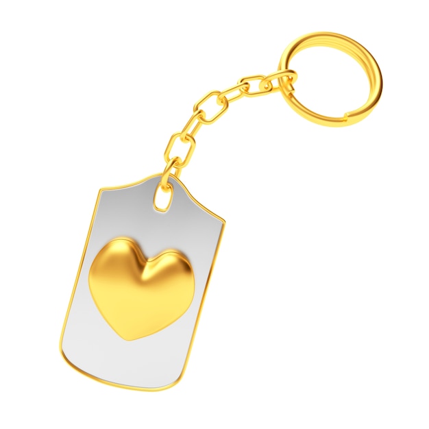 Golden heart icon on key chain