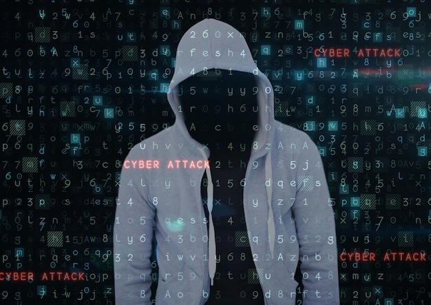 Grå jumper hacker cyberangreb