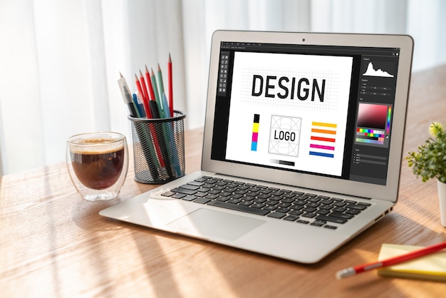 Grafisk designprogramvara för modern design av webbsidor och kommersiella annonser