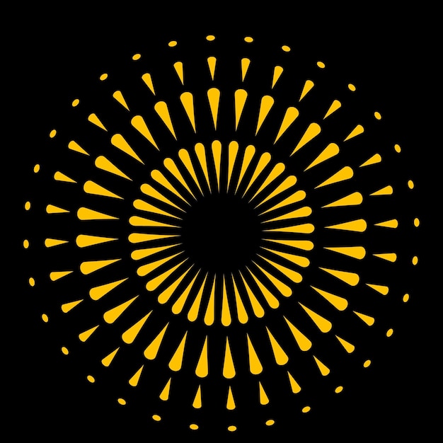 Graphic bright circular pattern on a black background