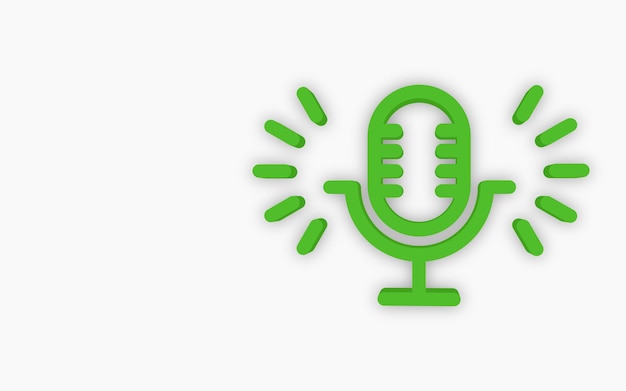 Green microphone minimal icon symbol in 3d rendering isolated on white background Premium Photo