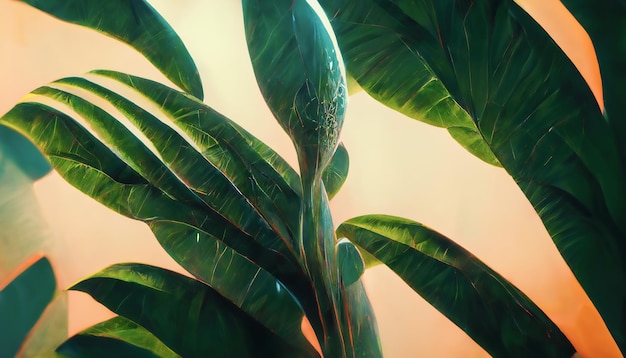 green tropical leaves vegetable green background abstract monstera leaves 3d illustration