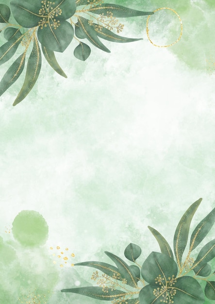 Green Watercolor Floral Background A4 Document 1