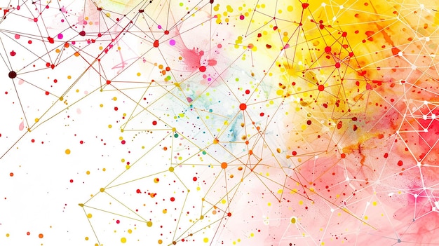 Grid surface with splatters of watercolor paint