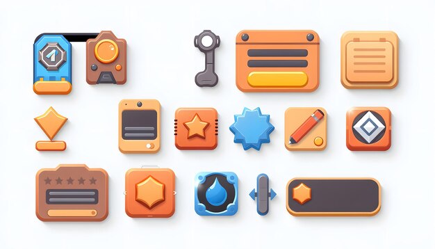 gui kit casual assets for a game mobile phone a set of elements for the game interface popups