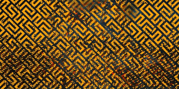 Gul og sort grunge, sømløs geometrisk mønsterbaggrund