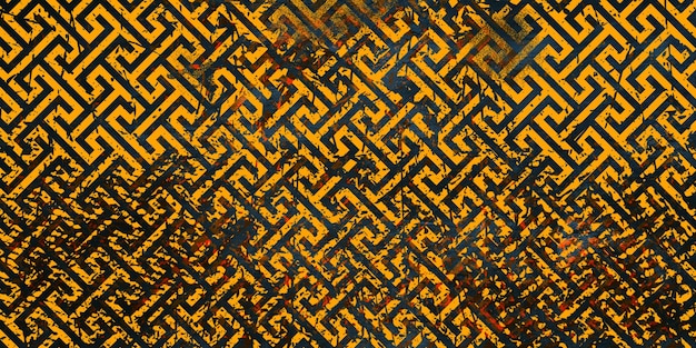 Gul og sort grunge, sømløs geometrisk mønsterbaggrund