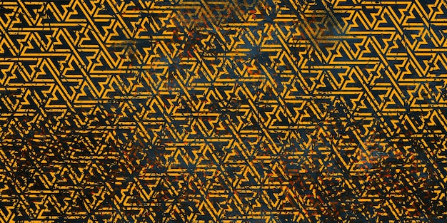 Gul og sort grunge, sømløs geometrisk mønsterbaggrund