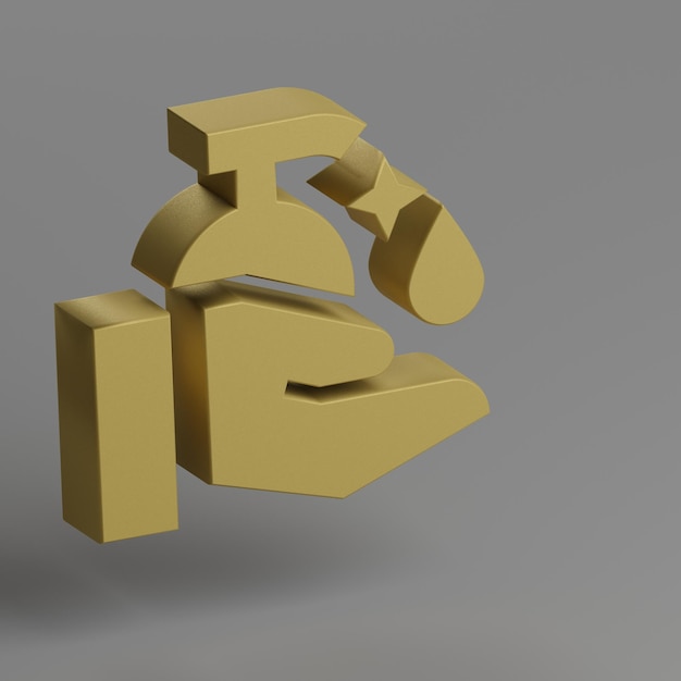 Gule Clean Hands-ikoner, sociale ikoner på grå baggrund, 3D-rendering illustration Backgrou