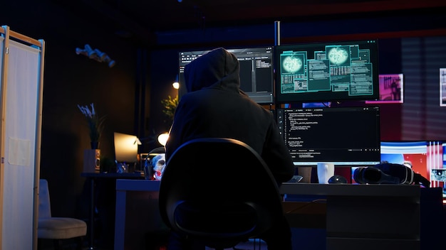 hacker breaking down security systems defenses using rogue scripts