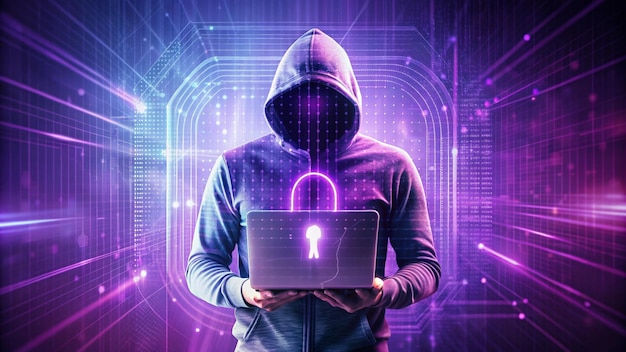 hacker is doing computer virus attack to server network system