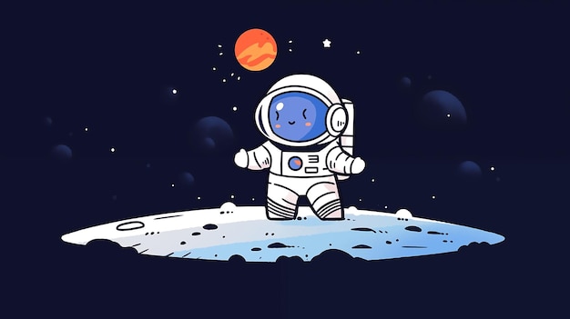 Hand drawn cartoon cute astronaut illustration