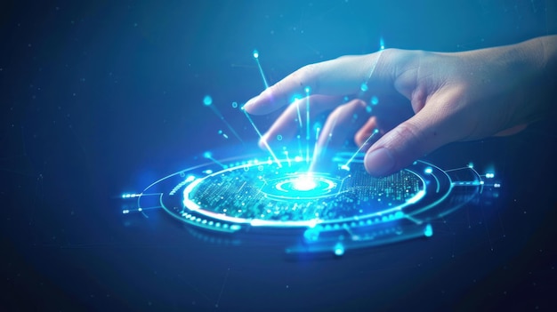 Hand Interacting with Futuristic Interface