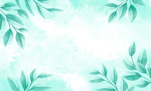 Hand painted watercolor leaves background