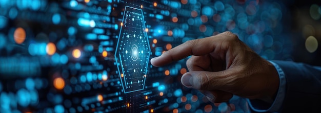 Hand Pointing to Digital Data Network Interface