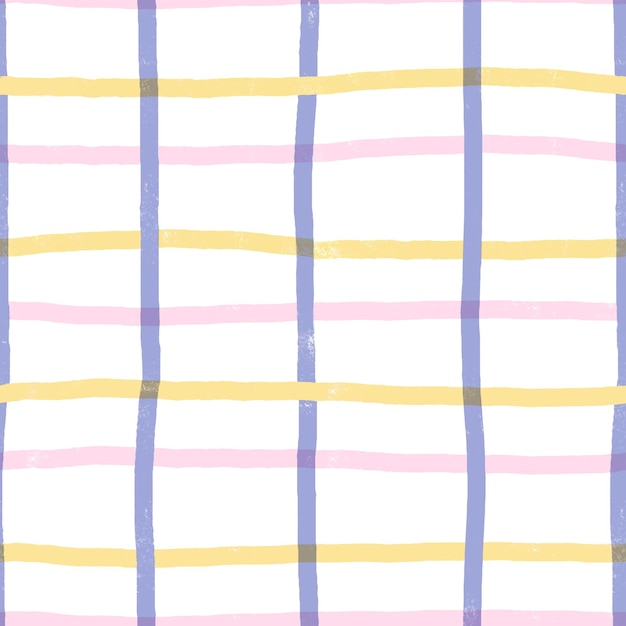 Handdrawn colorfull Seamless Repeat Grid Pattern Pattern with a textured square grid