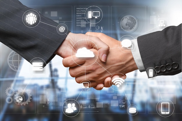 Handshake with digital illusration