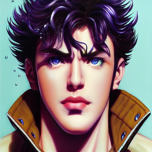 Handsome man portrait anime or manga style illustration