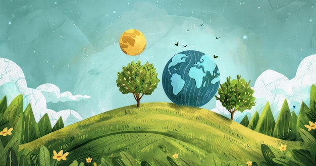 Harmonisk, miljövänlig bakgrund för Earth Day