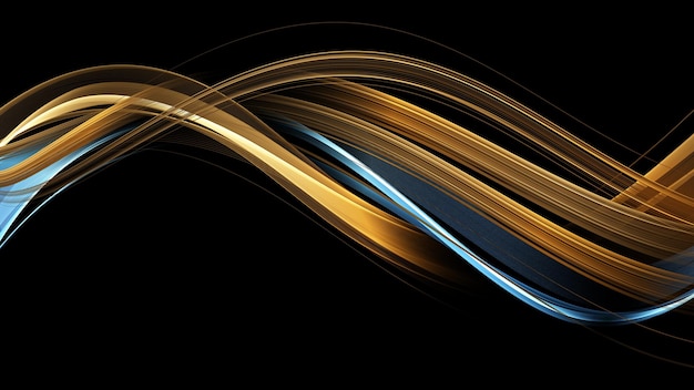 hd abstract gold blue glowing wave flow background illustration photo 1