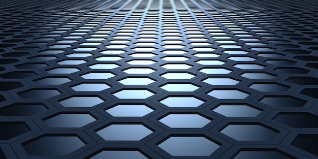 Hexagon background slab technology hexagonal nest abstract geometry hexagon steel material 3d