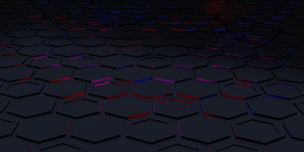 Hexagon Square Background Technology Scene Abstract Background 3D Illustration Premium