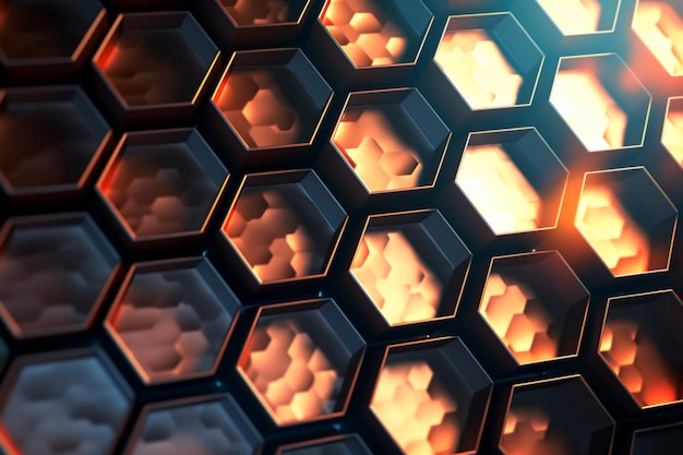 Hexagonal abstrakt metallbakgrund med ljus