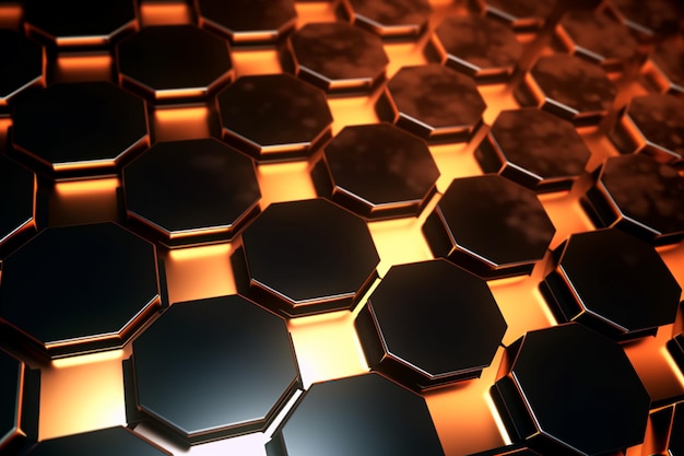Hexagonal abstrakt metallbakgrund med ljus