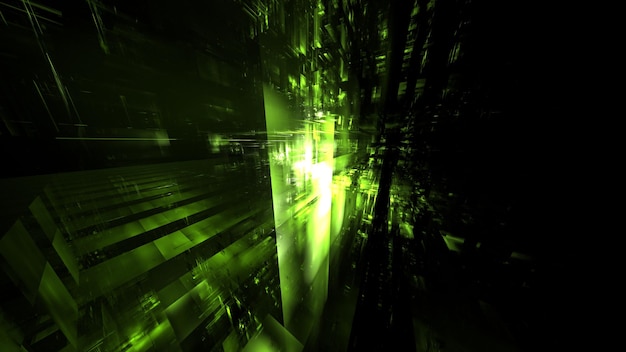 Hi tech digital interior Abstract data center server, business technology blured Polygonal geometric space, 3D render