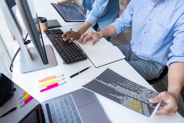 High angle view of business people working on table